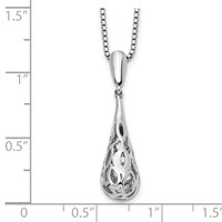 White Ice Sterling Silver Rhodium-plated Diamond Filigree Teardrop Necklace with 2 Inch Extender, 18" view 3