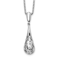 White Ice Sterling Silver Rhodium-plated Diamond Filigree Teardrop Necklace with 2 Inch Extender, 18" view 1