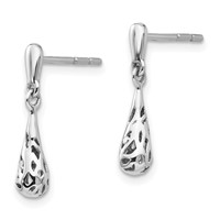 White Ice Sterling Silver Rhodium-plated Diamond Filgree Post Dangle Earrings view 2