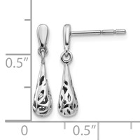 White Ice Sterling Silver Rhodium-plated Diamond Filgree Post Dangle Earrings view 4