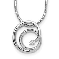 White Ice Sterling Silver Rhodium-plated Diamond Swirl Necklace with 2 Inch Extender, 18" view 1