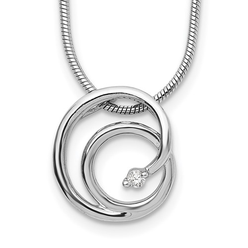 White Ice Sterling Silver Rhodium-plated Diamond Swirl Necklace with 2 Inch Extender, 18"