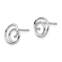 White Ice Sterling Silver Rhodium-plated Diamond Swirl Post Earrings view 2