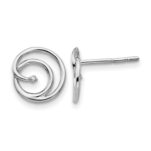White Ice Sterling Silver Rhodium-plated Diamond Swirl Post Earrings