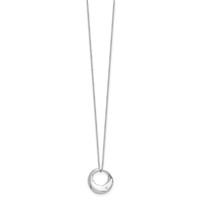 White Ice Sterling Silver Rhodium-plated Diamond Open Circle Necklace with 2 Inch Extender, 18" view 2
