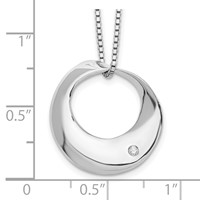 White Ice Sterling Silver Rhodium-plated Diamond Open Circle Necklace with 2 Inch Extender, 18" view 3