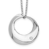White Ice Sterling Silver Rhodium-plated Diamond Open Circle Necklace with 2 Inch Extender, 18" view 1