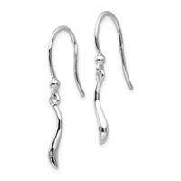 White Ice Sterling Silver Rhodium-plated Swirl Diamond Shepherd Hook Dangle Earrings view 2