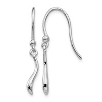 White Ice Sterling Silver Rhodium-plated Swirl Diamond Shepherd Hook Dangle Earrings view 1