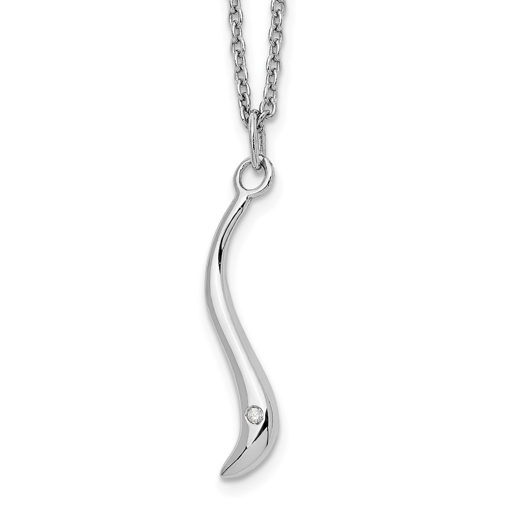 White Ice Sterling Silver Rhodium-plated Swirl Diamond Necklace with 2 Inch Extender, 18"