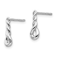 White Ice Sterling Silver Rhodium-plated Twisted Diamond Post Dangle Earrings view 2