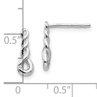 White Ice Sterling Silver Rhodium-plated Twisted Diamond Post Dangle Earrings view 4