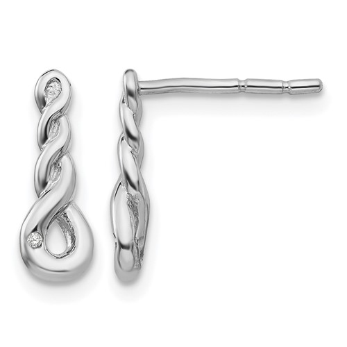 White Ice Sterling Silver Rhodium-plated Twisted Diamond Post Dangle Earrings