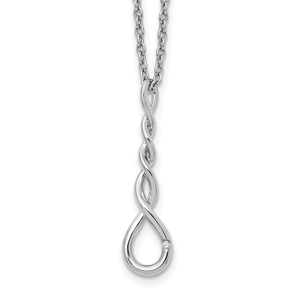 White Ice Sterling Silver Rhodium-plated Twisted Diamond Accent Necklace with 2 Inch Extender, 18"