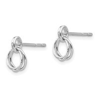 White Ice Sterling Silver Rhodium-plated Three Ring Diamond Post Earrings view 2