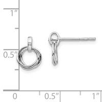 White Ice Sterling Silver Rhodium-plated Three Ring Diamond Post Earrings view 4