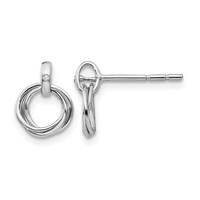 White Ice Sterling Silver Rhodium-plated Three Ring Diamond Post Earrings view 1
