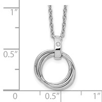 White Ice Sterling Silver Rhodium-plated Diamond Three Ring Necklace with 2 Inch Extender, 18" view 3
