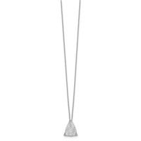White Ice Sterling Silver Rhodium-plated Textured Polished and Satin Triangle Diamond Necklace with 2 Inch Extender, 18" view 2