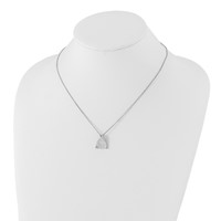 White Ice Sterling Silver Rhodium-plated Textured Polished and Satin Triangle Diamond Necklace with 2 Inch Extender, 18" view 4