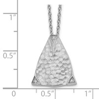 White Ice Sterling Silver Rhodium-plated Textured Polished and Satin Triangle Diamond Necklace with 2 Inch Extender, 18" view 3