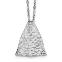 White Ice Sterling Silver Rhodium-plated Textured Polished and Satin Triangle Diamond Necklace with 2 Inch Extender, 18" view 1