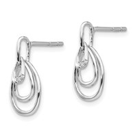 White Ice Sterling Silver Rhodium-plated Teardrop Diamond Post Dangle Earrings view 2
