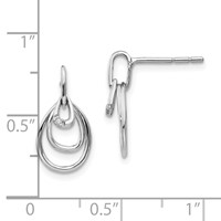 White Ice Sterling Silver Rhodium-plated Teardrop Diamond Post Dangle Earrings view 4