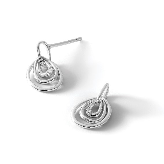 White Ice Sterling Silver Rhodium-plated Teardrop Diamond Post Dangle Earrings