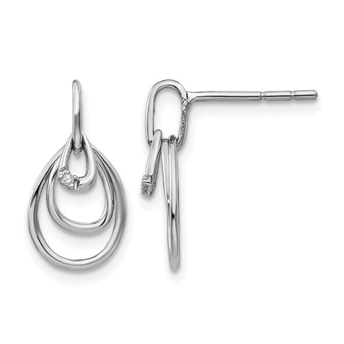 White Ice Sterling Silver Rhodium-plated Teardrop Diamond Post Dangle Earrings
