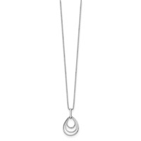 White Ice Sterling Silver Rhodium-plated Diamond Fancy Teardrop Necklace with 2 Inch Extender, 18" view 2