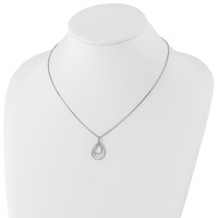 White Ice Sterling Silver Rhodium-plated Diamond Fancy Teardrop Necklace with 2 Inch Extender, 18" view 4