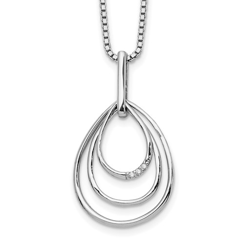 White Ice Sterling Silver Rhodium-plated Diamond Fancy Teardrop Necklace with 2 Inch Extender, 18"