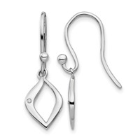 White Ice Sterling Silver Rhodium-plated Diamond Shepherd Hook Earrings view 1