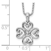 White Ice Sterling Silver Rhodium-plated Diamond 4 Heart Necklace with 2 Inch Extender, 18" view 3