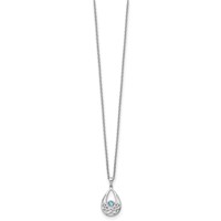 White Ice Sterling Silver Rhodium-plated Blue Topaz Necklace with 2 Inch Extender, 18" view 2