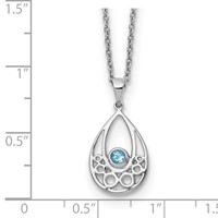White Ice Sterling Silver Rhodium-plated Blue Topaz Necklace with 2 Inch Extender, 18" view 3