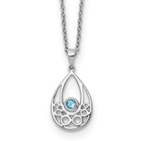 White Ice Sterling Silver Rhodium-plated Blue Topaz Necklace with 2 Inch Extender, 18" view 1