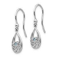 White Ice Sterling Silver Rhodium-plated Earrings with Blue Topaz Shepherd Hook Dangle view 2