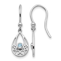 White Ice Sterling Silver Rhodium-plated Earrings with Blue Topaz Shepherd Hook Dangle view 1