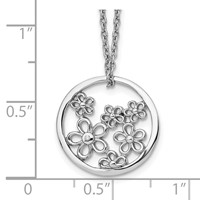White Ice Sterling Silver Rhodium-plated Diamond Flower Necklace with 2 Inch Extender, 18" view 3