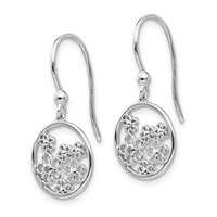 White Ice Sterling Silver Rhodium-plated Diamond Flower Shepherd Hook Dangle Earrings view 2