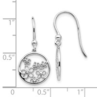 White Ice Sterling Silver Rhodium-plated Diamond Flower Shepherd Hook Dangle Earrings view 4