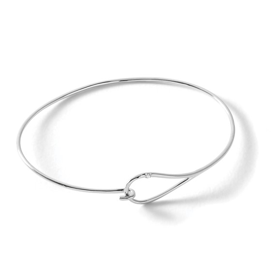 White Ice Sterling Silver Rhodium-plated Diamond Bangle