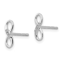 White Ice Sterling Silver Rhodium-plated Infinity Symbol Diamond Post Earrings view 2