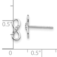 White Ice Sterling Silver Rhodium-plated Infinity Symbol Diamond Post Earrings view 4
