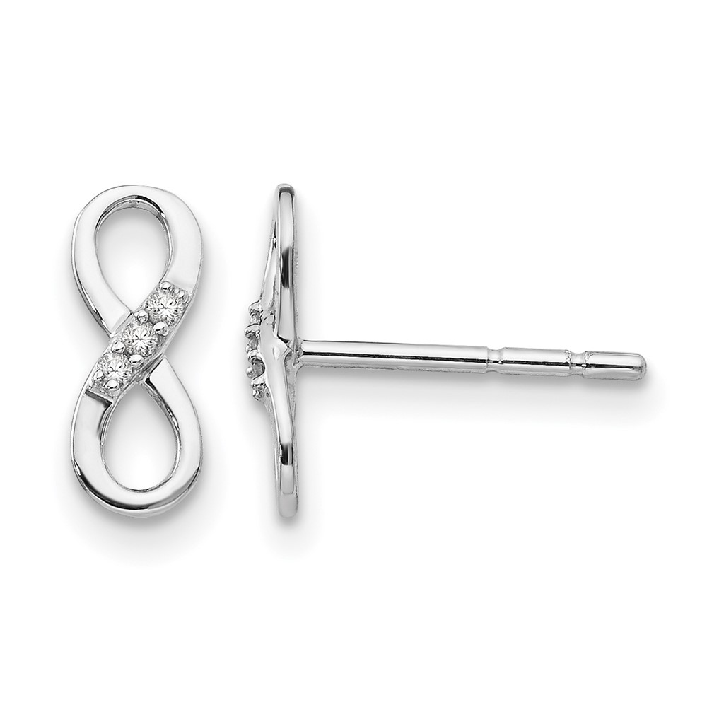 White Ice Sterling Silver Rhodium-plated Infinity Symbol Diamond Post Earrings