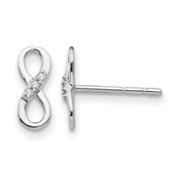 White Ice Sterling Silver Rhodium-plated Infinity Symbol Diamond Post Earrings view 1