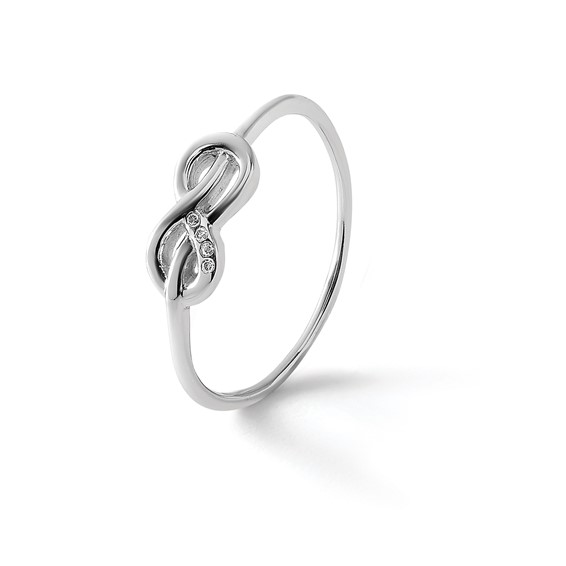 White Ice Sterling Silver Rhodium-plated Diamond Infinity Ring