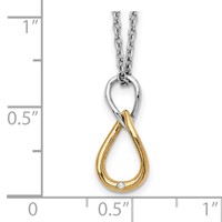 White Ice Sterling Silver Rhodium-plated Gold-tone Diamond Necklace with 2 Inch Extender, 18" view 3